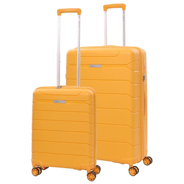 Aerolite Premium PP 2-Piece Luggage Set, Lightweight Polypropylene Hard Shell Suitcases with 4 Dual Spinner Wheels & TSA Lock, Expandable Cabin (21”), Large (28”), Expandable Carry-On Case Included – Mango